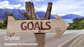  Presentation with goals - Audience pleasing presentation theme consisting of target zero - goals wooden sign backdrop and a coral colored foreground