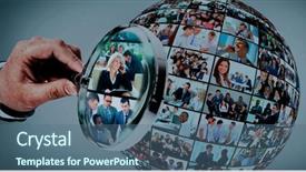  Presentation with human resource - Presentation design consisting of targeted selection - human resource concept magnifying glass background and a ocean colored foreground