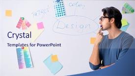  Presentation with project - Audience pleasing slide deck consisting of targeted selection - young handsome designer working backdrop and a sky blue colored foreground