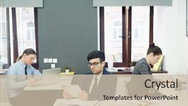  Presentation with analyzing behavior - Presentation design consisting of tarifs trade - one of office managers background and a  colored foreground