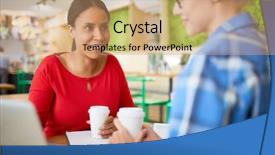  Presentation with employee - Theme with tarifs trade - young female employee in red background and a  colored foreground