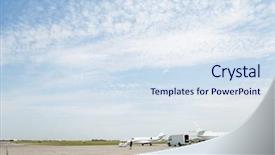  Presentation with sky - Presentation theme consisting of tarmac - private jets on airfield background and a sky blue colored foreground