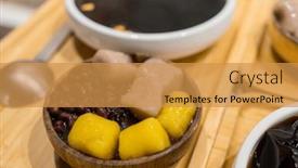  Presentation with jelly - PPT layouts enhanced with taro-ball-with-grass-jelly and a gold colored foreground