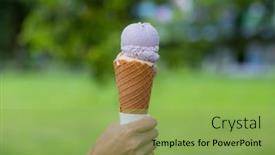  Presentation with ice cream cone - Presentation design consisting of taro-ice-cream-cone-waffle background and a yellow colored foreground