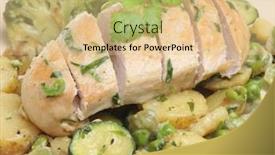  Presentation with chicken - PPT theme featuring tarragon-chicken-with-vegetables background and a coral colored foreground