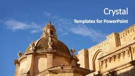 Presentation with spain - PPT theme with tarragona cathedral basilica in catalonia background and a teal colored foreground