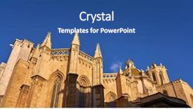  Presentation with spain music - PPT theme enhanced with tarragona cathedral basilica in catalonia background and a ocean colored foreground
