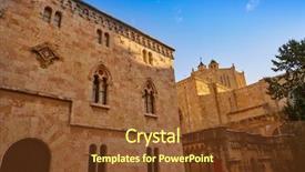  Presentation with diversity spain children - Presentation design featuring tarragona cathedral basilica in catalonia background and a tawny brown colored foreground