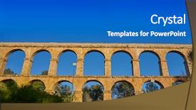  Presentation with aqueduct - Slide set with tarragona of catalonia roman background and a cobalt blue colored foreground