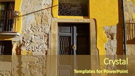 Presentation with spain - PPT theme having tarragona old facades in catalonia background and a tawny brown colored foreground