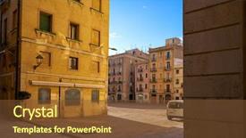  Presentation with square - Slide set featuring tarragona plaza font square near background and a tawny brown colored foreground