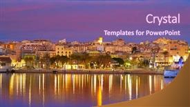  Presentation with sea port - Presentation design with tarragona port sunset with sea background and a violet colored foreground