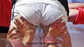  Presentation with towers - Audience pleasing PPT layouts consisting of tarragona-spain-september-16-castells backdrop and a  colored foreground