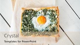  Presentation with spinach - PPT theme having tart-with-spinach-and-egg background and a lemonade colored foreground
