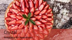  Presentation with strawberry ice cream - Presentation theme featuring tart with strawberries and whipped background and a red colored foreground