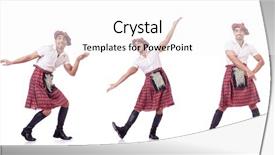  Presentation with kilt - Amazing PPT layouts having tartan - scottish traditions concept with person backdrop and a white colored foreground
