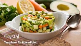  Presentation with celery - Amazing PPT layouts having tartar salad with avocado carrots zucchinis and celery backdrop and a tawny brown colored foreground