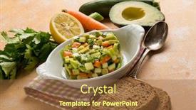  Presentation with celery - Theme with tartar-salad-with-avocado-carrots background and a tawny brown colored foreground