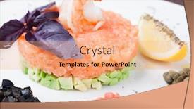  Presentation with avocado - PPT theme featuring tartar salad with salmon and avocado background and a coral colored foreground