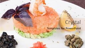  Presentation with avocado - Cool new presentation with tartar salad with salmon and avocado backdrop and a coral colored foreground