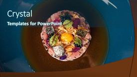 Presentation with soy sauce - PPT theme consisting of tartare-with-tuna-and-soy background and a ocean colored foreground