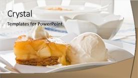  Presentation with ice cream - Presentation theme having tasty apple strudel pie - tarte tatin famous french dessert background and a sky blue colored foreground