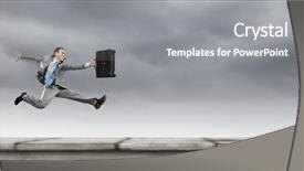 Presentation with young athletes box jumping - Cool new PPT layouts with tartget business - young cheerful businessman in jump backdrop and a gray colored foreground