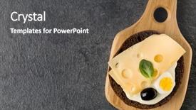  Presentation with cream cheese and fruit sandwich - Slide deck featuring tartin - open faced cheese sandwich canape background and a dark gray colored foreground