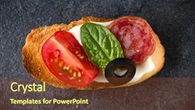  Presentation with a dark stone - Slide set with tartin - open faced sandwich canape background and a  colored foreground