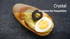  Presentation with honey bee closeup view - Beautiful slides featuring tartin - open faced sandwich canape backdrop and a  colored foreground