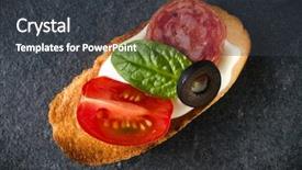  Presentation with a dark stone - Beautiful PPT theme featuring tartin - open faced sandwich canape backdrop and a  colored foreground