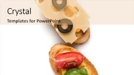  Presentation with cans canned tuna isolated - Slide deck enhanced with tartin - open faced sandwich canape background and a yellow colored foreground