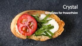  Presentation with a dark stone - Audience pleasing slide deck consisting of tartin - open faced sandwich canape backdrop and a  colored foreground