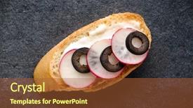  Presentation with a dark stone - Audience pleasing PPT theme consisting of tartin - open faced sandwich canape backdrop and a  colored foreground