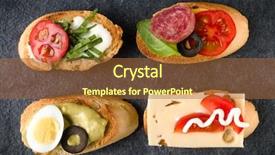  Presentation with a dark stone - Colorful theme enhanced with tartin - open faced sandwich canape backdrop and a  colored foreground
