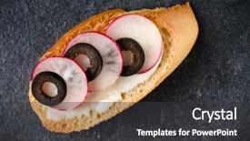  Presentation with vegetarian - PPT theme consisting of tartin - open faced sandwich canape background and a  colored foreground
