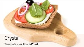  Presentation with open tomb - PPT layouts enhanced with tartin - open faced vegetable sandwich canape background and a  colored foreground