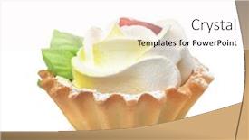  Presentation with cream - Presentation theme featuring tartlet-cake-with-whipped-cream background and a white colored foreground