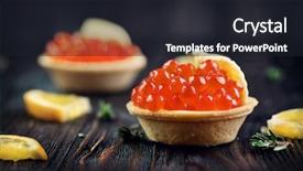  Presentation with caviar - Presentation with tartlet with red caviar close background and a dark gray colored foreground