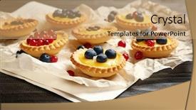  Presentation with berries - Colorful slide set enhanced with tarts with berries and custard backdrop and a coral colored foreground