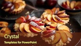  Presentation with black ceramic - Beautiful theme featuring tarts with fresh sliced plum backdrop and a tawny brown colored foreground
