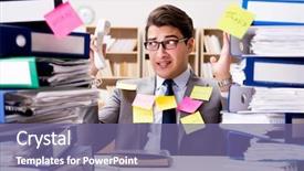  Presentation with task - Colorful slide deck enhanced with task - businessman struggling with multiple priorities backdrop and a violet colored foreground