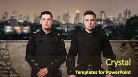  Presentation with law enforcement training - Presentation consisting of task force - cops in uniform on guard background and a wine colored foreground