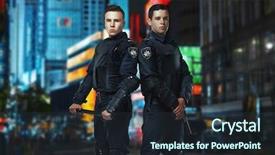  Presentation with baton - Presentation design enhanced with task force - cops with gun background and a tawny brown colored foreground