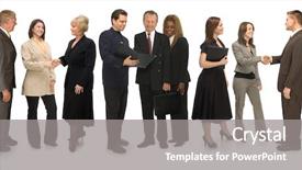  Presentation with force - Amazing presentation design having task force - group of corporate business people backdrop and a gray colored foreground