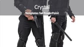  Presentation with force - Audience pleasing slide set consisting of task force - police with a gun backdrop and a dark gray colored foreground