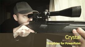  Presentation with sniper - Presentation theme having task force - portrait of caucasian sniper background and a  colored foreground