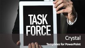  Presentation with force - Amazing PPT theme having task force backdrop and a dark gray colored foreground