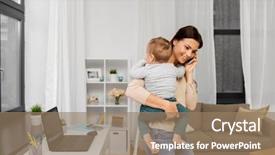  Presentation with motherhood - Colorful slide deck enhanced with tasks - motherhood multi-tasking family and technology backdrop and a coral colored foreground