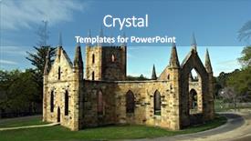  Presentation with port - Presentation theme having tasmania's port arthur historic site background and a teal colored foreground